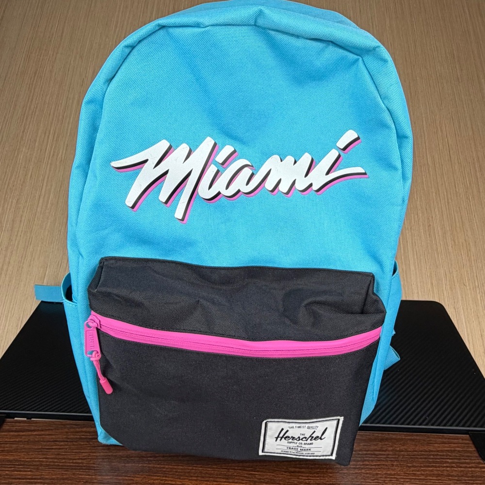 Herschel Miami Heat Backpack Blue Black Pink NBA South Beach Vice City Bag Large